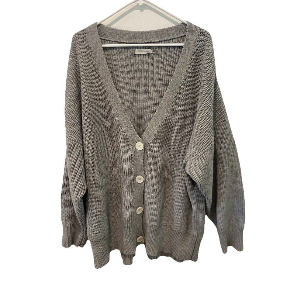 Outerknown Cardigan Mens Sz M/L Gray Knit Organic Cotton Alpaca Blend